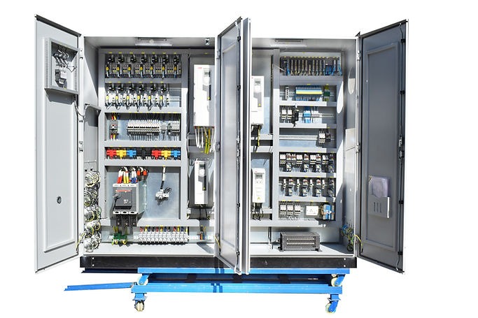 Industrial PLC control panel interior wiring