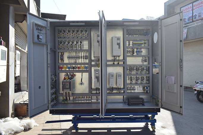 MCC panel interior with DIN rail components